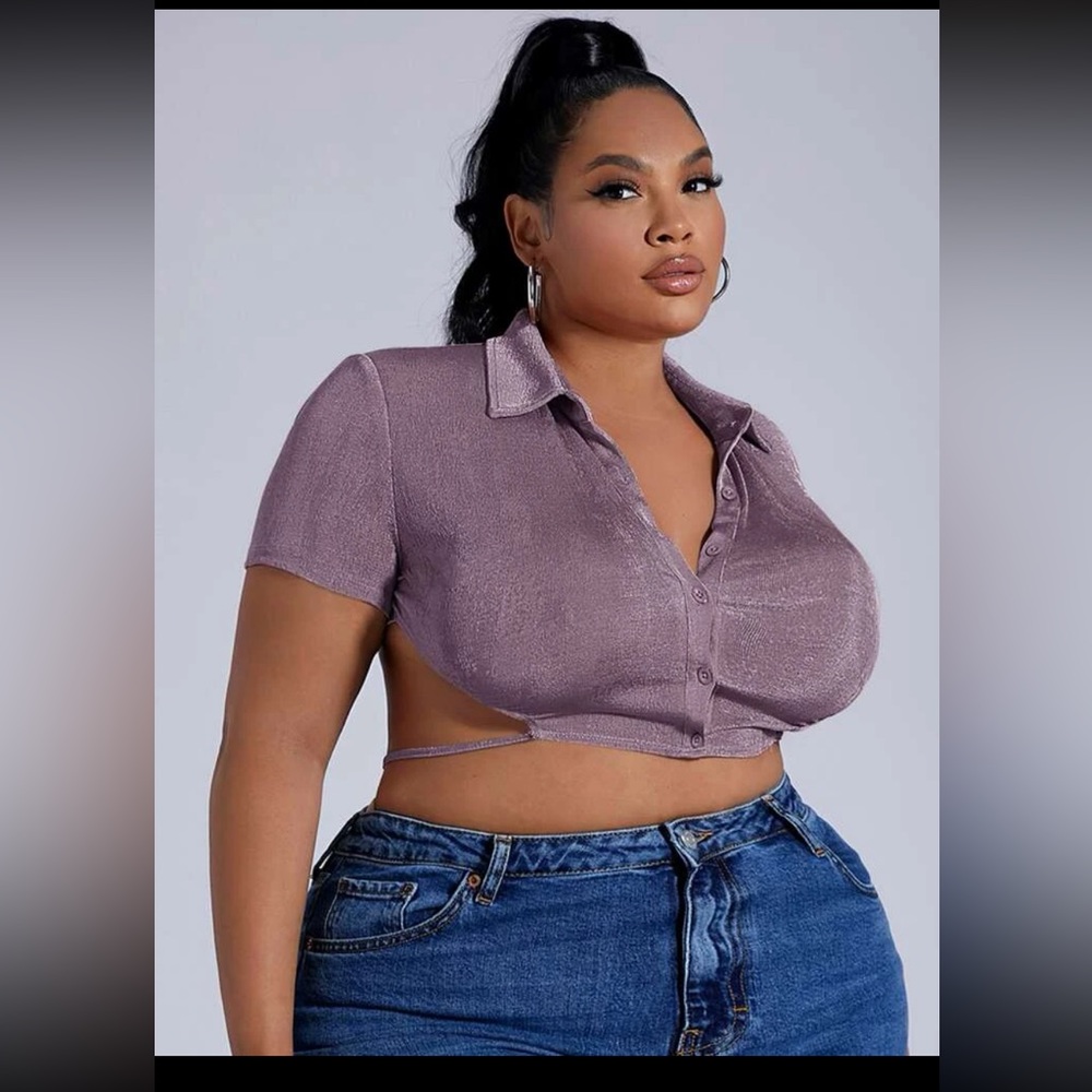 Purple button crop top NEW
